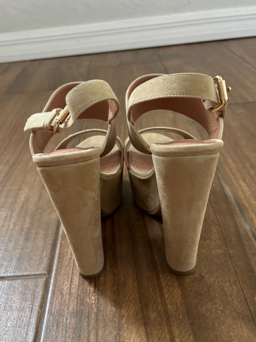 Twin-Set Beige Suede Platform Sandals